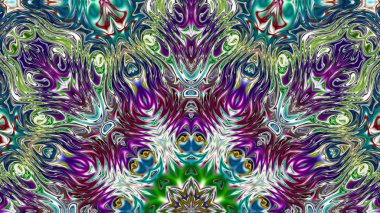 Benzersiz mandala, Oriental yuvarlak desen, mistik motifi, egzotik arka plan. Fantastik fraktal tasarım, geometrik doku parlayan renkli dijital sanat.