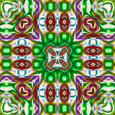 Benzersiz mandala, Oriental yuvarlak desen, mistik motifi, egzotik arka plan. Fantastik fraktal tasarım, geometrik doku parlayan renkli dijital sanat.