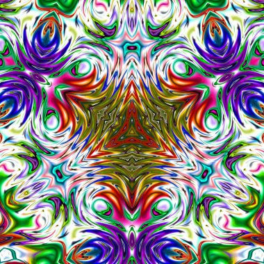 Benzersiz mandala, Oriental yuvarlak desen, mistik motifi, egzotik arka plan. Fantastik fraktal tasarım, geometrik doku parlayan renkli dijital sanat.