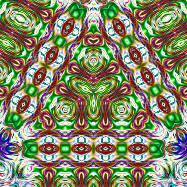 Benzersiz mandala, Oriental yuvarlak desen, mistik motifi, egzotik arka plan. Fantastik fraktal tasarım, geometrik doku parlayan renkli dijital sanat.