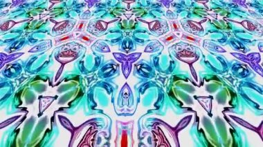 Benzersiz işleme, soyut egzotik animasyon, fantastik tasarım, renkli dijital sanat, geometrik kaleydoskop