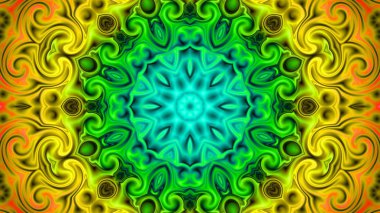 Benzersiz mandala, Oriental yuvarlak desen, mistik motifi, egzotik arka plan. Fantastik fraktal tasarım, geometrik doku parlayan renkli dijital sanat.