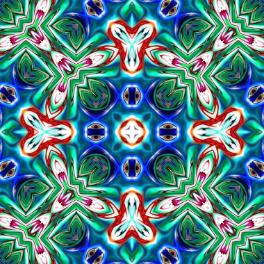 Benzersiz mandala, Oriental yuvarlak desen, mistik motifi, egzotik arka plan. Fantastik fraktal tasarım, geometrik doku parlayan renkli dijital sanat.