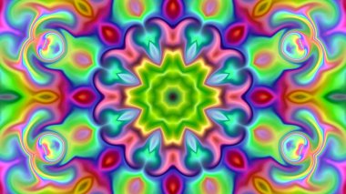 Benzersiz mandala, Oriental yuvarlak desen, mistik motifi, egzotik arka plan. Fantastik fraktal tasarım, geometrik doku parlayan renkli dijital sanat.