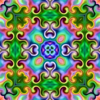 Benzersiz mandala, Oriental yuvarlak desen, mistik motifi, egzotik arka plan. Fantastik fraktal tasarım, geometrik doku parlayan renkli dijital sanat.