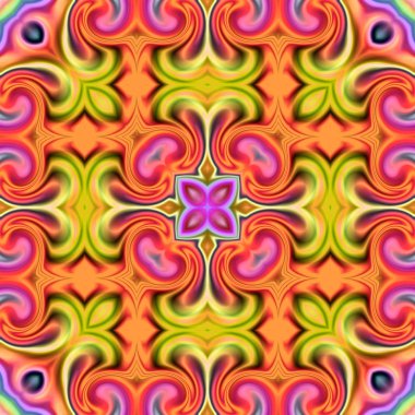 Benzersiz mandala, Oriental yuvarlak desen, mistik motifi, egzotik arka plan. Fantastik fraktal tasarım, geometrik doku parlayan renkli dijital sanat.