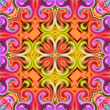 Benzersiz mandala, Oriental yuvarlak desen, mistik motifi, egzotik arka plan. Fantastik fraktal tasarım, geometrik doku parlayan renkli dijital sanat.