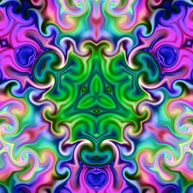 Benzersiz mandala, Oriental yuvarlak desen, mistik motifi, egzotik arka plan. Fantastik fraktal tasarım, geometrik doku parlayan renkli dijital sanat.