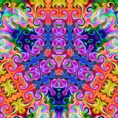 Benzersiz mandala, Oriental yuvarlak desen, mistik motifi, egzotik arka plan. Fantastik fraktal tasarım, geometrik doku parlayan renkli dijital sanat.