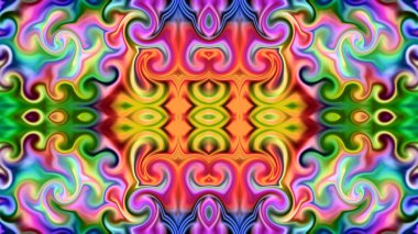 Benzersiz mandala, Oriental yuvarlak desen, mistik motifi, egzotik arka plan. Fantastik fraktal tasarım, geometrik doku parlayan renkli dijital sanat.