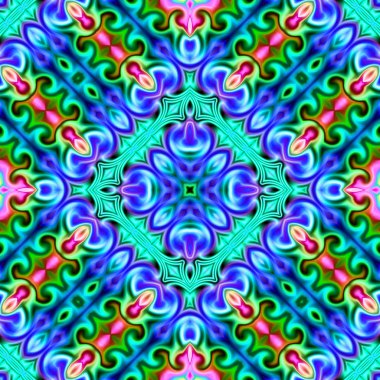 Benzersiz mandala, Oriental yuvarlak desen, mistik motifi, egzotik arka plan. Fantastik fraktal tasarım, geometrik doku parlayan renkli dijital sanat.