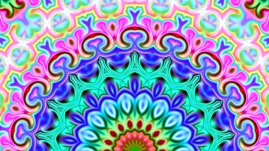 Benzersiz mandala, Oriental yuvarlak desen, mistik motifi, egzotik arka plan. Fantastik fraktal tasarım, geometrik doku parlayan renkli dijital sanat.