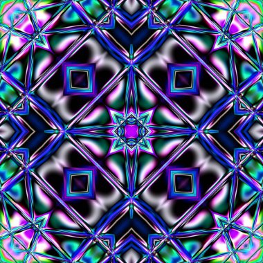 Benzersiz mandala, Oriental yuvarlak desen, mistik motifi, egzotik arka plan. Fantastik fraktal tasarım, geometrik doku parlayan renkli dijital sanat.