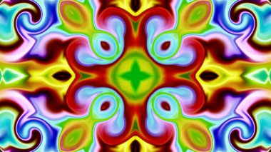 Benzersiz mandala, Oriental yuvarlak desen, mistik motifi, egzotik arka plan. Fantastik fraktal tasarım, geometrik doku parlayan renkli dijital sanat.