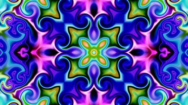 Benzersiz mandala, Oriental yuvarlak desen, mistik motifi, egzotik arka plan. Fantastik fraktal tasarım, geometrik doku parlayan renkli dijital sanat.