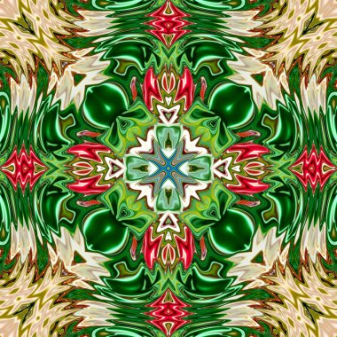 Benzersiz mandala, Oriental yuvarlak desen, mistik motifi, egzotik arka plan. Fantastik fraktal tasarım, geometrik doku parlayan renkli dijital sanat.