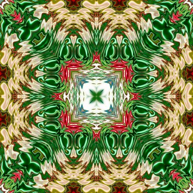 Benzersiz mandala, Oriental yuvarlak desen, mistik motifi, egzotik arka plan. Fantastik fraktal tasarım, geometrik doku parlayan renkli dijital sanat.