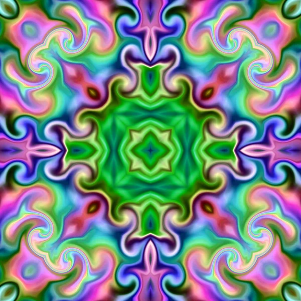 Benzersiz mandala, Oriental yuvarlak desen, mistik motifi, egzotik arka plan. Fantastik fraktal tasarım, geometrik doku parlayan renkli dijital sanat.