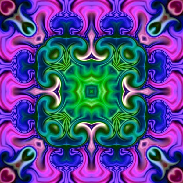 Benzersiz mandala, Oriental yuvarlak desen, mistik motifi, egzotik arka plan. Fantastik fraktal tasarım, geometrik doku parlayan renkli dijital sanat.