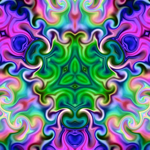 Benzersiz mandala, Oriental yuvarlak desen, mistik motifi, egzotik arka plan. Fantastik fraktal tasarım, geometrik doku parlayan renkli dijital sanat.