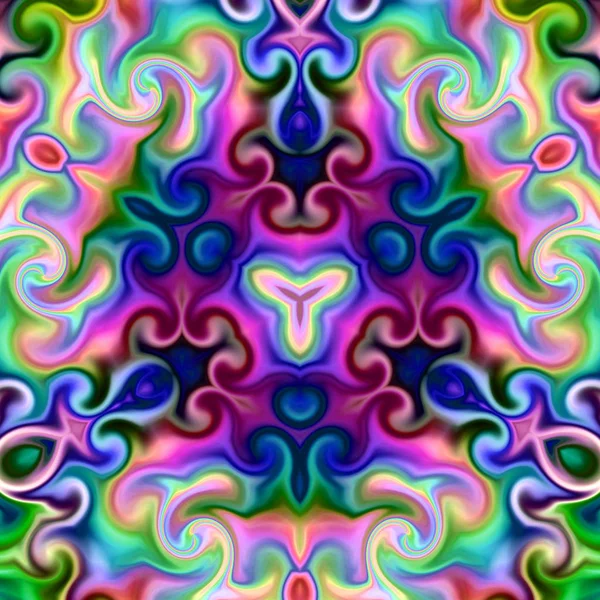 Benzersiz mandala, Oriental yuvarlak desen, mistik motifi, egzotik arka plan. Fantastik fraktal tasarım, geometrik doku parlayan renkli dijital sanat.