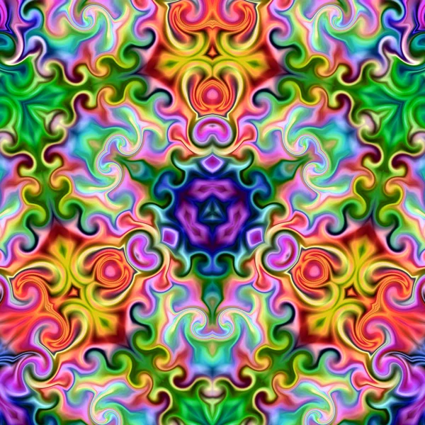 Benzersiz mandala, Oriental yuvarlak desen, mistik motifi, egzotik arka plan. Fantastik fraktal tasarım, geometrik doku parlayan renkli dijital sanat.