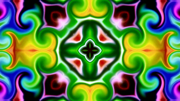 Benzersiz mandala, Oriental yuvarlak desen, mistik motifi, egzotik arka plan. Fantastik fraktal tasarım, geometrik doku parlayan renkli dijital sanat.