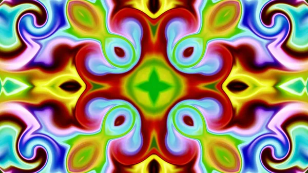 Benzersiz mandala, Oriental yuvarlak desen, mistik motifi, egzotik arka plan. Fantastik fraktal tasarım, geometrik doku parlayan renkli dijital sanat.