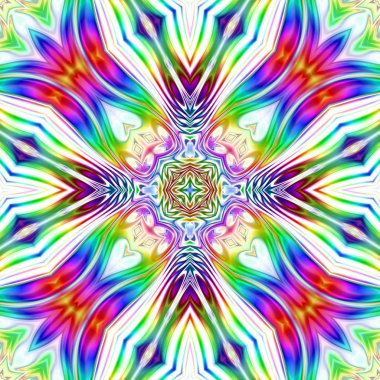 Benzersiz mandala, Oriental yuvarlak desen, mistik motifi, egzotik arka plan. Fantastik fraktal tasarım, geometrik doku parlayan renkli dijital sanat.