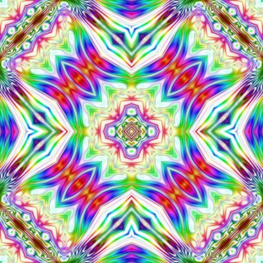 Benzersiz mandala, Oriental yuvarlak desen, mistik motifi, egzotik arka plan. Fantastik fraktal tasarım, geometrik doku parlayan renkli dijital sanat.