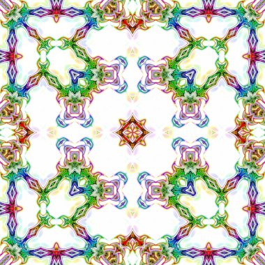 Benzersiz mandala, Oriental yuvarlak desen, mistik motifi, egzotik arka plan. Fantastik fraktal tasarım, geometrik doku parlayan renkli dijital sanat.