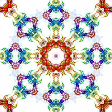 Benzersiz mandala, Oriental yuvarlak desen, mistik motifi, egzotik arka plan. Fantastik fraktal tasarım, geometrik doku parlayan renkli dijital sanat.