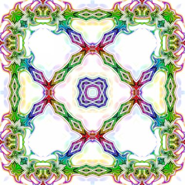 Benzersiz mandala, Oriental yuvarlak desen, mistik motifi, egzotik arka plan. Fantastik fraktal tasarım, geometrik doku parlayan renkli dijital sanat.