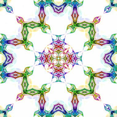 Benzersiz mandala, Oriental yuvarlak desen, mistik motifi, egzotik arka plan. Fantastik fraktal tasarım, geometrik doku parlayan renkli dijital sanat.