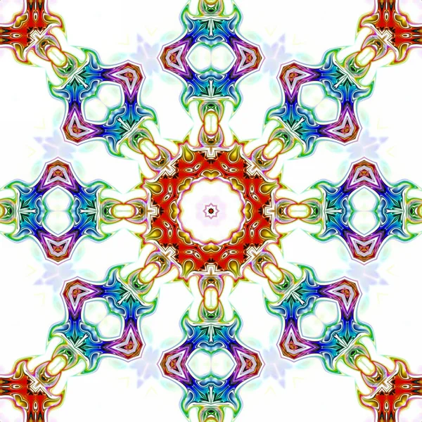 Benzersiz mandala, Oriental yuvarlak desen, mistik motifi, egzotik arka plan. Fantastik fraktal tasarım, geometrik doku parlayan renkli dijital sanat.