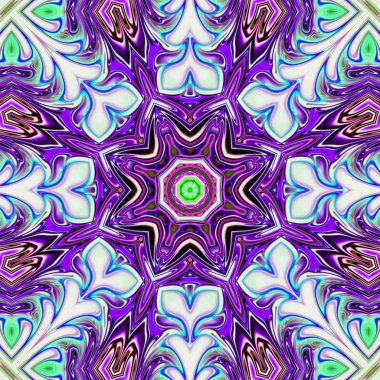 Benzersiz mandala, Oriental yuvarlak desen, mistik motifi, egzotik arka plan. Fantastik fraktal tasarım, geometrik doku parlayan renkli dijital sanat.