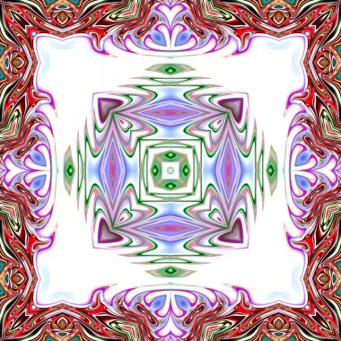 Benzersiz mandala, Oriental yuvarlak desen, mistik motifi, egzotik arka plan. Fantastik fraktal tasarım, geometrik doku parlayan renkli dijital sanat.