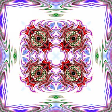 Benzersiz mandala, Oriental yuvarlak desen, mistik motifi, egzotik arka plan. Fantastik fraktal tasarım, geometrik doku parlayan renkli dijital sanat.