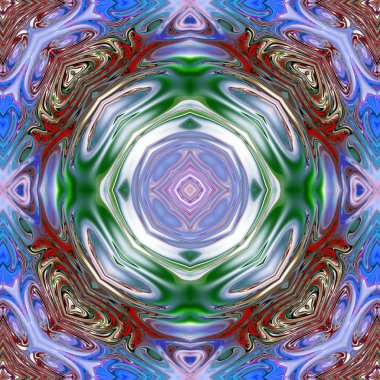 Benzersiz mandala, Oriental yuvarlak desen, mistik motifi, egzotik arka plan. Fantastik fraktal tasarım, geometrik doku parlayan renkli dijital sanat.