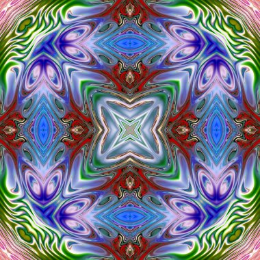 Benzersiz mandala, Oriental yuvarlak desen, mistik motifi, egzotik arka plan. Fantastik fraktal tasarım, geometrik doku parlayan renkli dijital sanat.