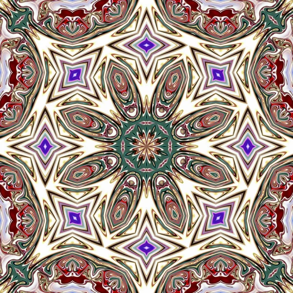 Benzersiz mandala, Oriental yuvarlak desen, mistik motifi, egzotik arka plan. Fantastik fraktal tasarım, geometrik doku parlayan renkli dijital sanat.