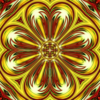 Benzersiz mandala, Oriental yuvarlak desen, mistik motifi, egzotik arka plan. Fantastik fraktal tasarım, geometrik doku parlayan renkli dijital sanat.