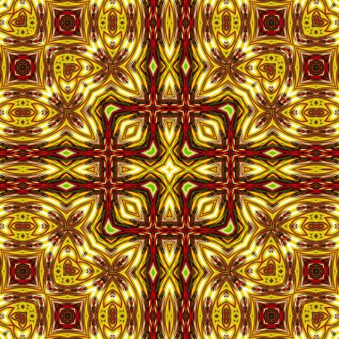 Benzersiz mandala, Oriental yuvarlak desen, mistik motifi, egzotik arka plan. Fantastik fraktal tasarım, geometrik doku parlayan renkli dijital sanat.