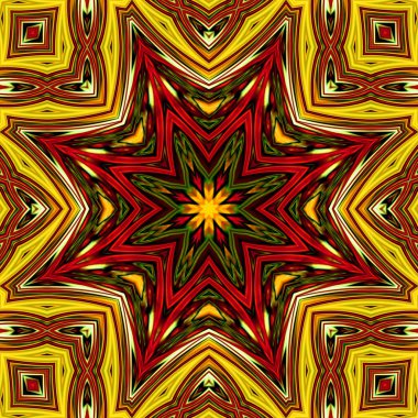 Benzersiz mandala, Oriental yuvarlak desen, mistik motifi, egzotik arka plan. Fantastik fraktal tasarım, geometrik doku parlayan renkli dijital sanat.