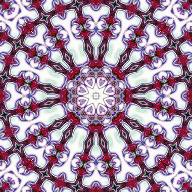 Benzersiz mandala, Oriental yuvarlak desen, mistik motifi, egzotik arka plan. Fantastik fraktal tasarım, geometrik doku parlayan renkli dijital sanat.