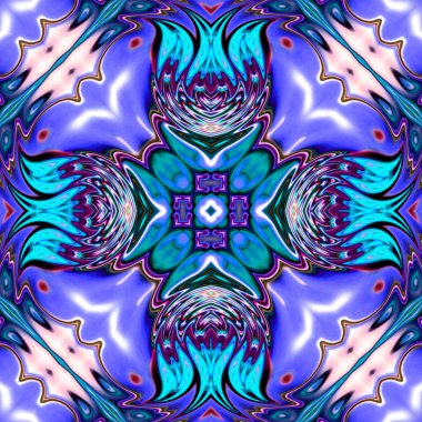 Benzersiz mandala, Oriental yuvarlak desen, mistik motifi, egzotik arka plan. Fantastik fraktal tasarım, geometrik doku parlayan renkli dijital sanat.