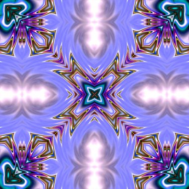 Benzersiz mandala, Oriental yuvarlak desen, mistik motifi, egzotik arka plan. Fantastik fraktal tasarım, geometrik doku parlayan renkli dijital sanat.