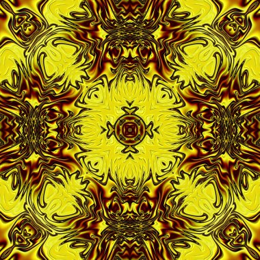 Benzersiz mandala, Oriental yuvarlak desen, mistik motifi, egzotik arka plan. Fantastik fraktal tasarım, geometrik doku parlayan renkli dijital sanat.