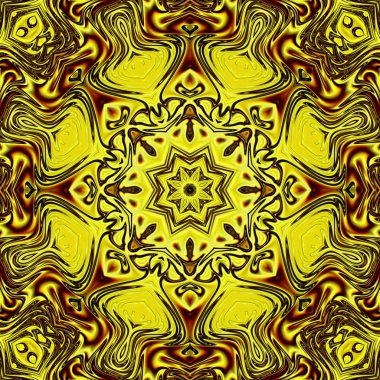 Benzersiz mandala, Oriental yuvarlak desen, mistik motifi, egzotik arka plan. Fantastik fraktal tasarım, geometrik doku parlayan renkli dijital sanat.