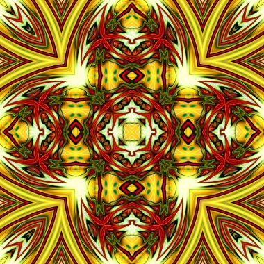 Benzersiz mandala, Oriental yuvarlak desen, mistik motifi, egzotik arka plan. Fantastik fraktal tasarım, geometrik doku parlayan renkli dijital sanat.